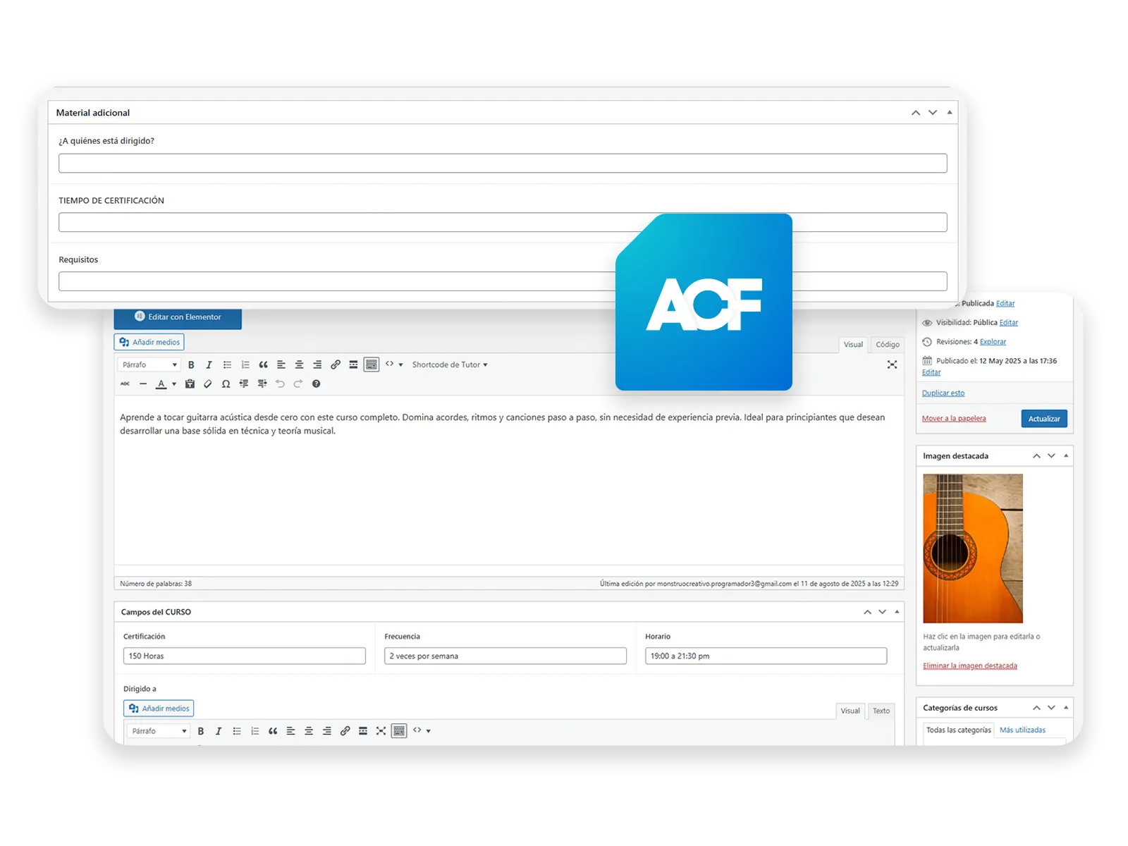 Campos Personalizados con ACF para Cursos