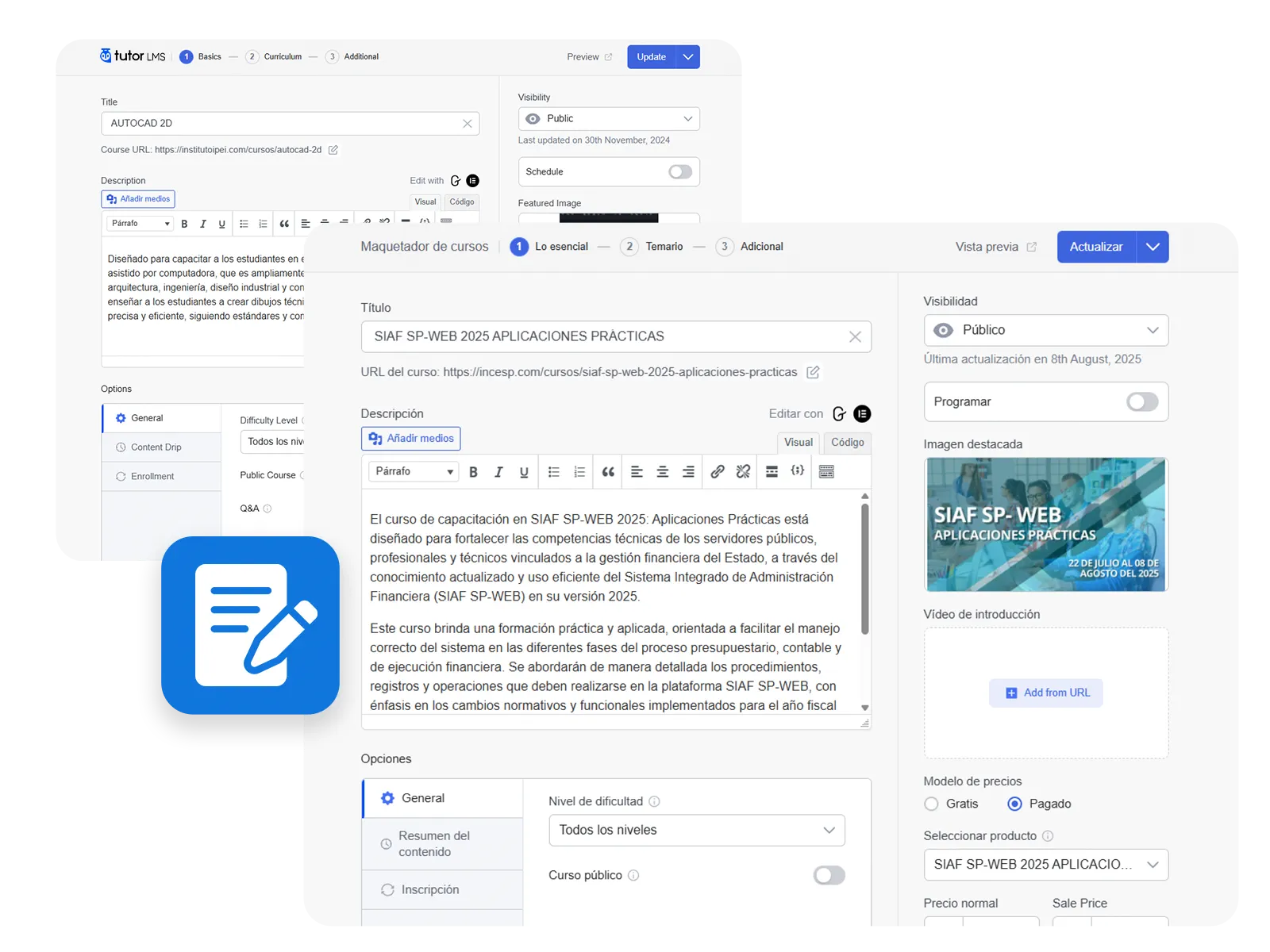 Creación y Configuración de Cursos